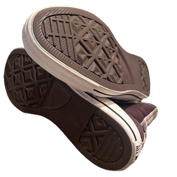 Converse Chuck Taylor All-Star High Top Sneaker Brown Plaid Heel Panel Women's 8 - Picture 6 of 6